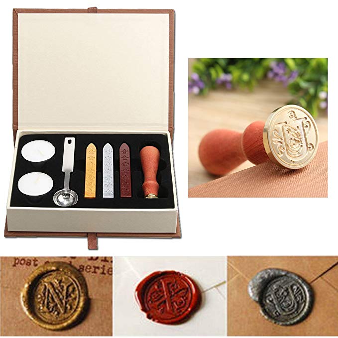 Wax Sealing Kit with Vintage Wax Stamp