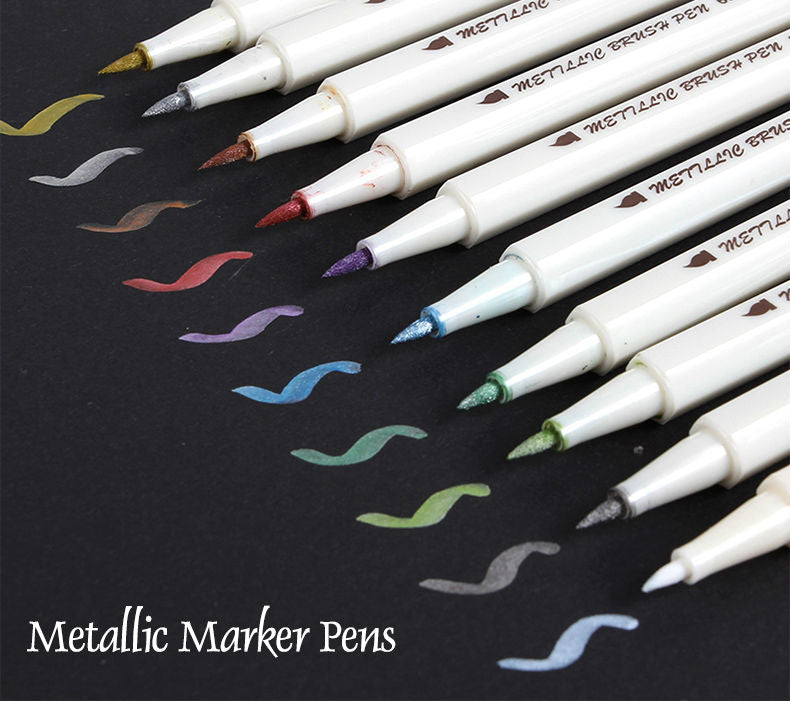 Metallic Brush Marker Pen Set
